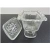 Image 3 : Footed Rectangular Vintage Clear Glass Compote Dish With Lid