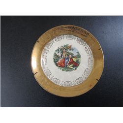 Crest O Gold Warrented 22kt Gold Victorian Scene 7.5" Plate With Holder
