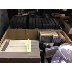 2 BINS OF HARDDRIVES & STORAGE TAPES