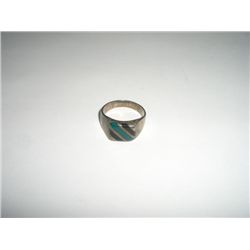 Sterling SILVER Ring with Green & Balck ONYX *.29 ozs .925 SILVER MEXICO*!!