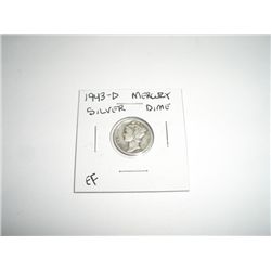 1943-D Mercury SILVER Dime *EXTRA FINE GRADE - NICE COIN*!!