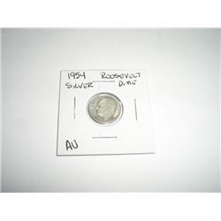 1954 Mercury SILVER Dime *AU HIGH GRADE - NICE COIN*!!