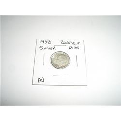 1958 Mercury SILVER Dime *AU HIGH GRADE - NICE COIN*!!