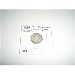 1959-D Mercury SILVER Dime *MS HIGH GRADE - NICE COIN*!!