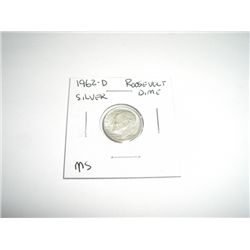 1962-D Mercury SILVER Dime *MS HIGH GRADE - NICE COIN*!!