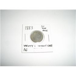 1883 without Cents Liberty Head "V" Nickel *1st YEAR COIN MADE VARIETY 1 AU HIGH GRADE*!!