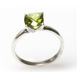 Natural 2.25ctw Peridot Checkerboard .925 Sterling Ring