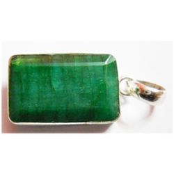 Natural 27.2 ctw Emerald .925 Sterling Pendant