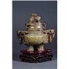 Image 2 : Chinese Qing Celadon Jade Tripod Censer & Cover