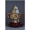 Image 6 : Chinese Qing Celadon Jade Tripod Censer & Cover
