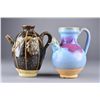 Image 1 : Set of 2: Black Glazed Ewer and Blue Flambe Ewer
