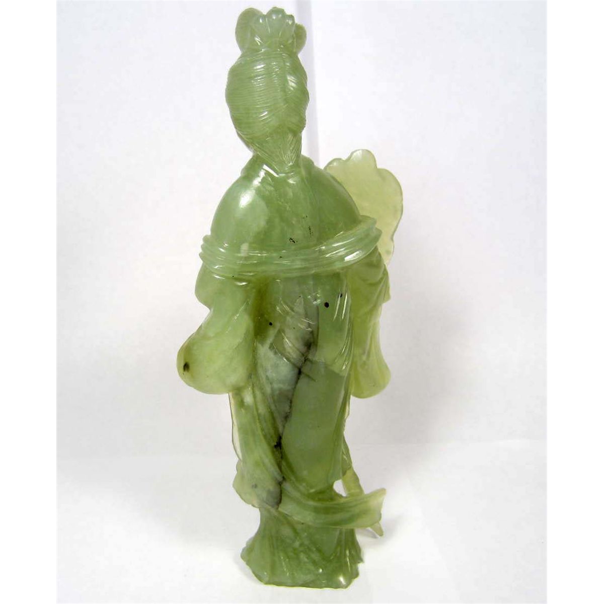 CARVED JADE WOMAN FIGURINE W/ STAND