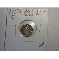 1855-O 1/2 DIME