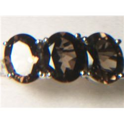 SMOKEY QUARTZ PLATNIUM OVERLAY RING SIZE 8