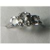 Image 1 : 3 STONE WHITE TOPAZ PLATNIUM OVERLAY RING SIZE 7