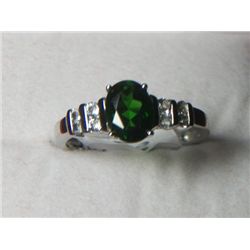 RUSSIAN CHROME DIOPSIDE WHITE TOPAZ RING SIZE 7