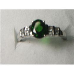 RUSSIAN CHROME DIOPSIDE WHITE TOPAZ RING SIZE 7