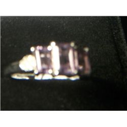 AFRICAN AMETHYST WITH DIAMOND RING SIZE 7