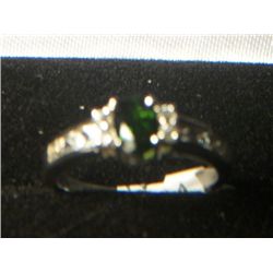 RUSSIAN CHROME DIOPSIDE DANBURITE PLATNIUM OVERLAY SILVER RING SIZE 8