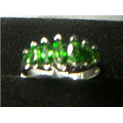 RUSSIAN CHROME DIOPSIDE PLATNIUM OVERLAY SILVER MRQ RING SIZE 8