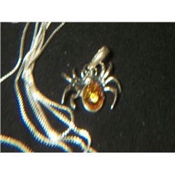 BALTIC AMBER SPIDER SET WITH SILVER CHAIN