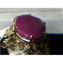 14k GOLD RUBY SOLITARE RING SIZE 7