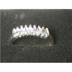 PLATNIUM OVERLAY SILVER TAZANITE RING SIZE 8 MARQUISE CUT