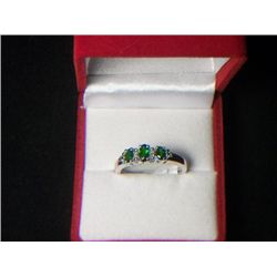 RUSSIAN CHROME DIOPSIDE RING SIZE 8  WITH DIAMONDS