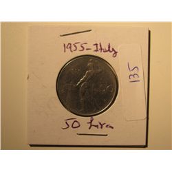 1955 Italian 50 Lira Coin