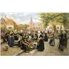 Image 1 : HENRI HOUBEN 1858-1931 Belgische School:MARKTAFEREEL MET VISVERKOPERS OP WALCHEREN