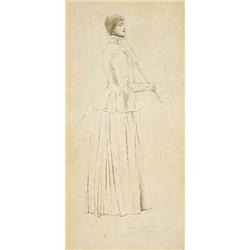 FERNAND KHNOPFF 1858-1921 Belgische School:ÉTUDE POUR MEMORIES - UNE JOUEUSE DE TENNIS (1888)