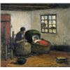 Image 1 : JAKOB SMITS 1855-1928 Belgische School:KEMPISCH INTERIEUR - MOEDERSCHAP