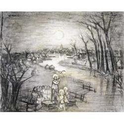ALBERT SERVAES 1883-1966 Belgische School:DOOPSEL VAN CHRISTUS IN DE LEIE