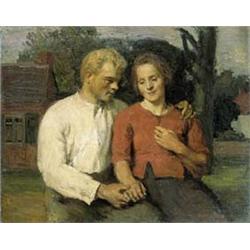 ALBERT VAN DYCK 1902-1951 Belgische School:DE VERLOOFDEN (1942)