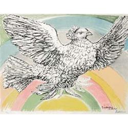 PABLO PICASSO 1881-1973 Spaanse School:COLOMBE VOLANT (À L'ARC-EN-CIEL) (1952)