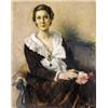 Image 1 : FERNAND TOUSSAINT 1873-1956 Belgische School:JEUNE FEMME AVEC OEILLET