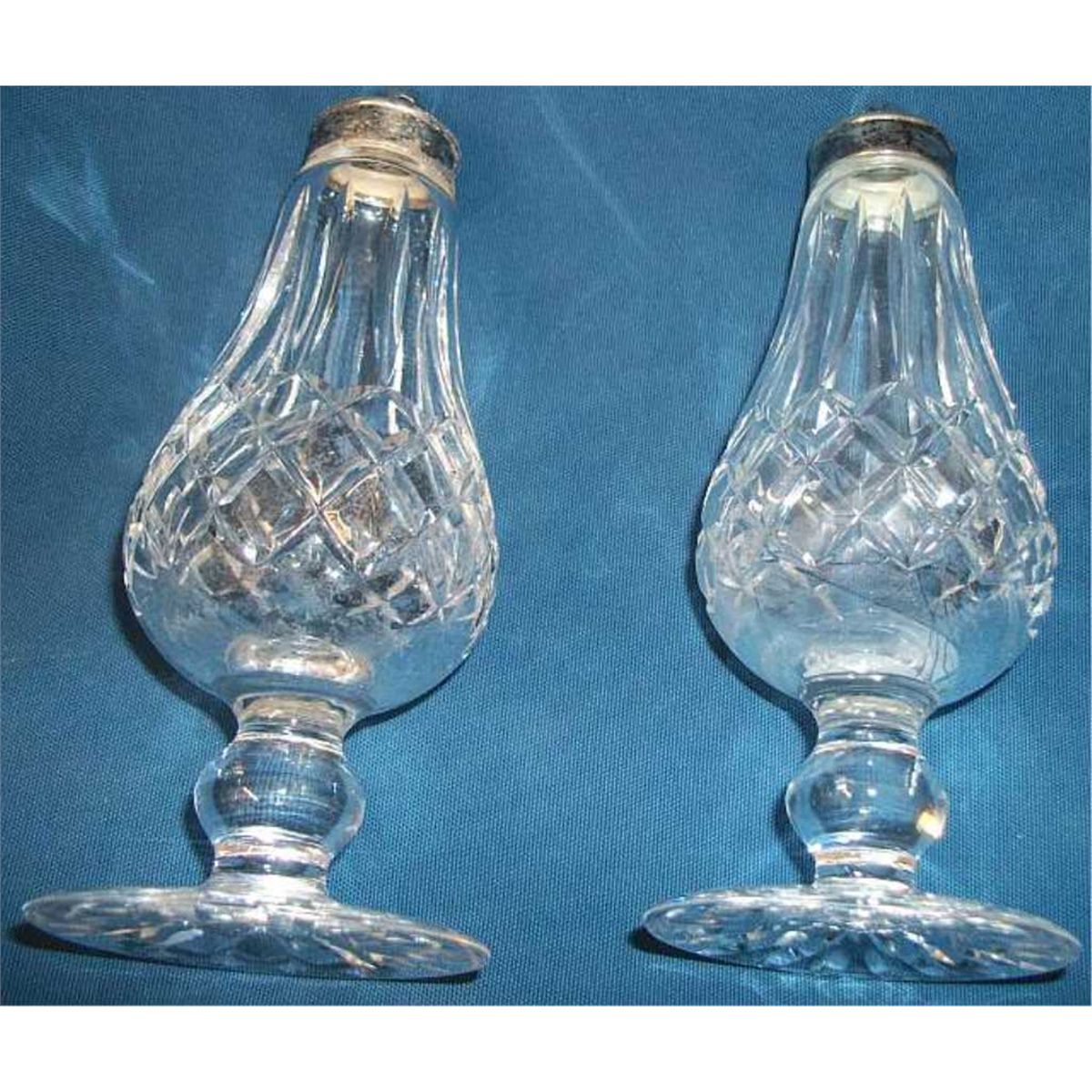 1 Pair of Waterford Crystal Footed Salt & Pepper Shakers, Some Salt