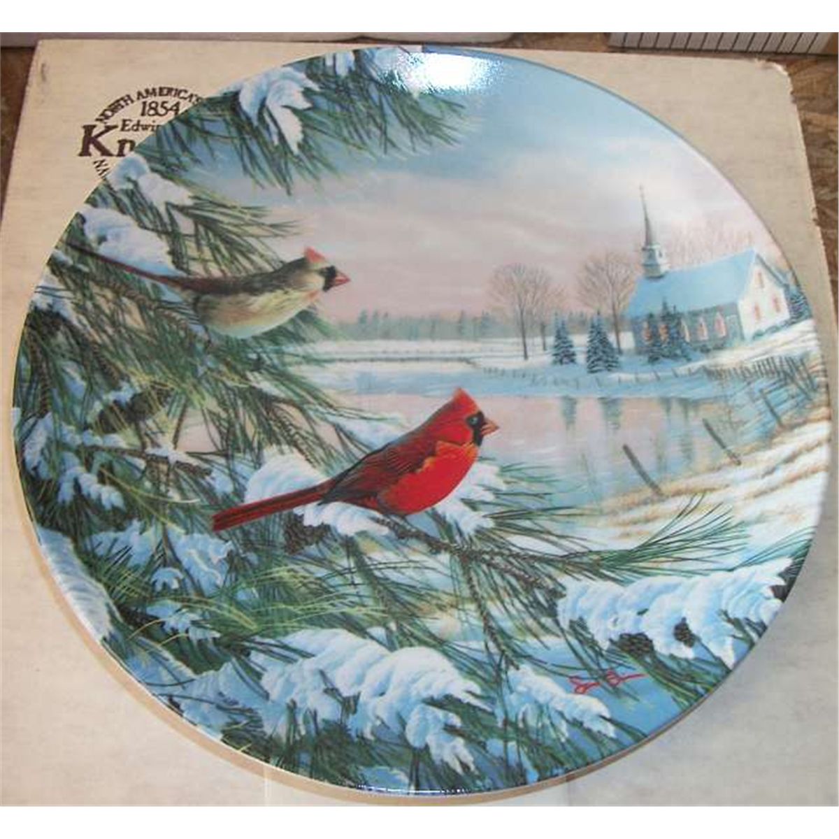 4 Cardinal Collector Plates, 1 "Cardinals in Winter" By Sam Timm