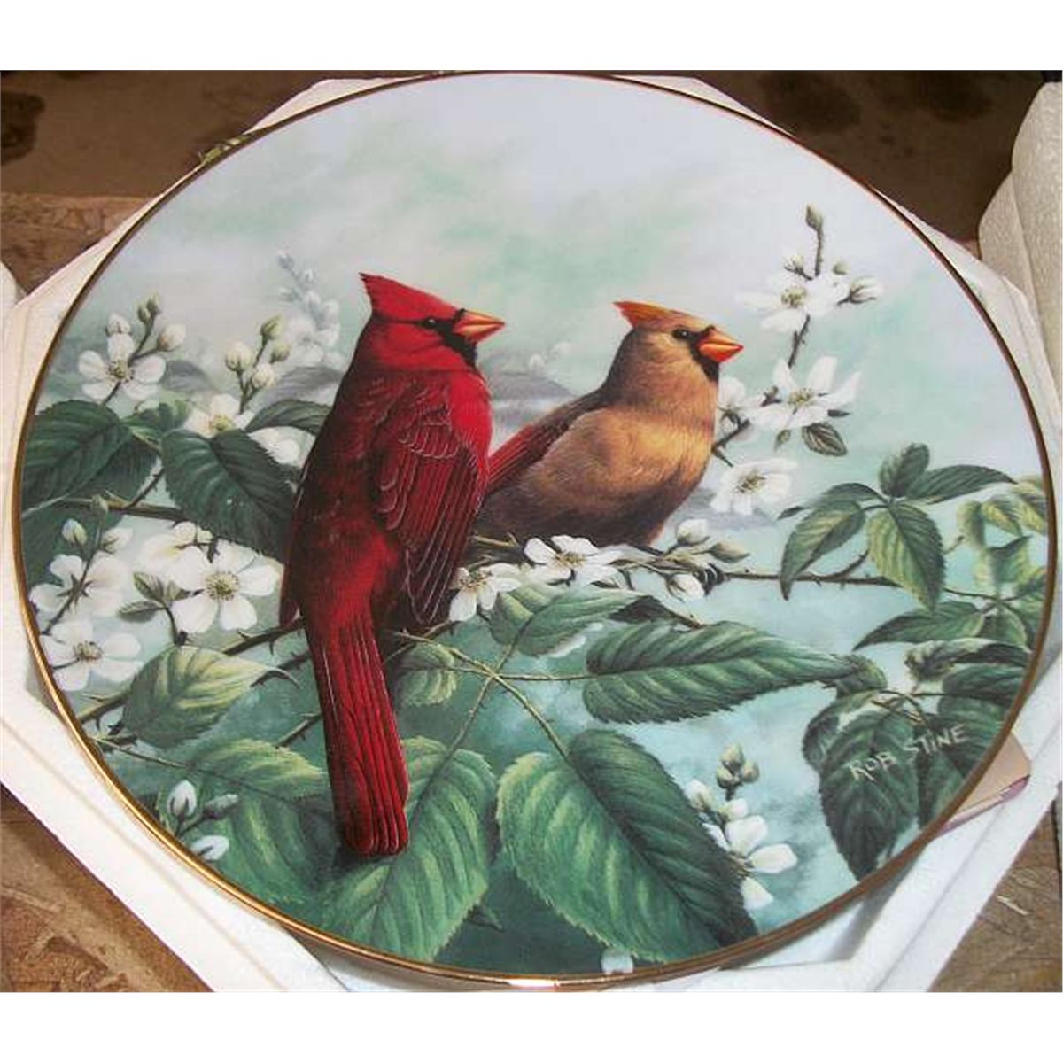 4 Cardinal Collector Plates, 1 "Springtime Splendor" By Rob Stine, W
