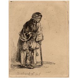 Rembrandt, Beggar Woman Leaning on a Stick