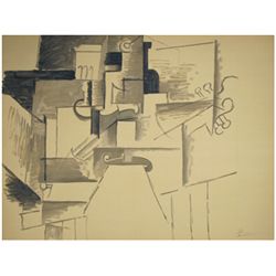 Pablo Picasso, Papiers Colles: Violon et Bouteille