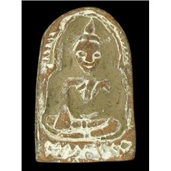 Antique Thai Clay Amulet 1890s Prat Kuhn Pen (ANT-1226)