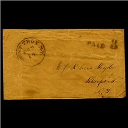 1840s West Troy NY Stampless Cover SCARCE (STM-2049)