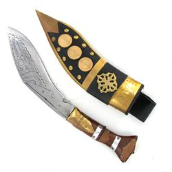 Tibet Teak Handle Steel Dagger and Scarab  (CLB-825)
