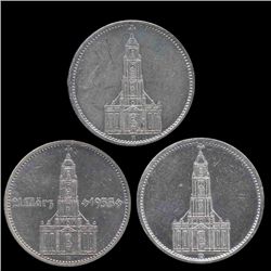 1934A/D Nazi Germany 5 Mark Hi Grade 3 Pcs (COI-8210)