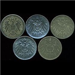 1917 Germany 5pf XF/VF 5Pcs (COI-9822)