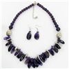 Amethyst & Crystal Necklace Earring Set (JEW-3446)