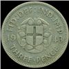 Image 2 : 1943 Britian 3p Silver VF Scarce (COI-8814)