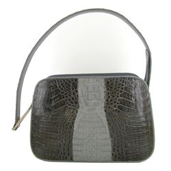 Ladies Dark Brown/Gray Crocodile Handbag (ACT-278)