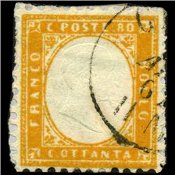 1862 RARE Italy 80c Stamp on Piece (STM-1184)